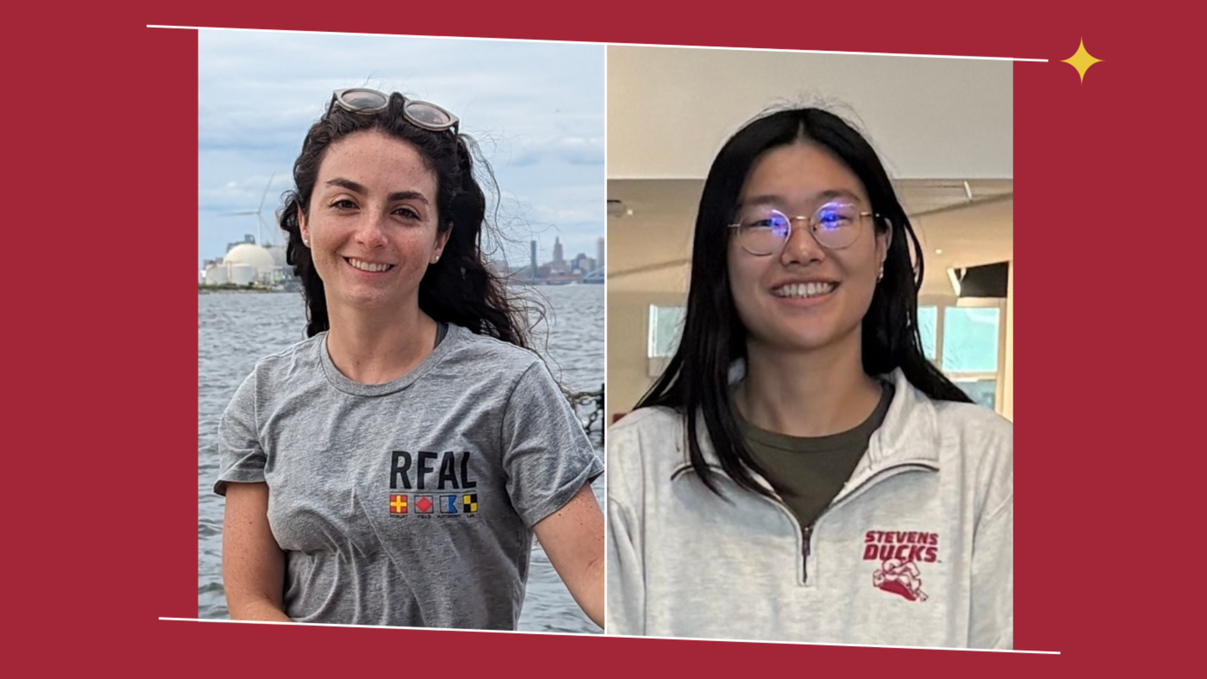 Composite portrait of two Stevens robotics researchers recognized at ICRA 2026