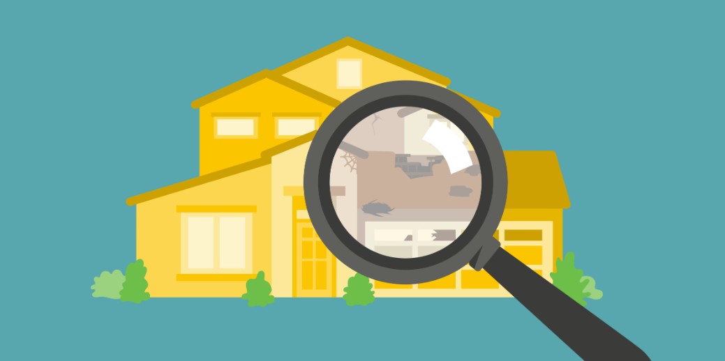 Illustration of a house being examined under a magnifying glass